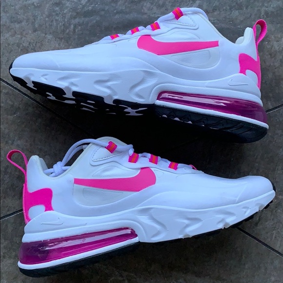 NIKE W AIR MAX 270 REACT WHITE/FIRE PINK-TEAM ORAN - Picture 14 of 16